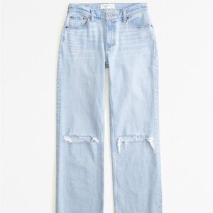 Abercrombie Low Rise Baggy Jean - Light Destroy
